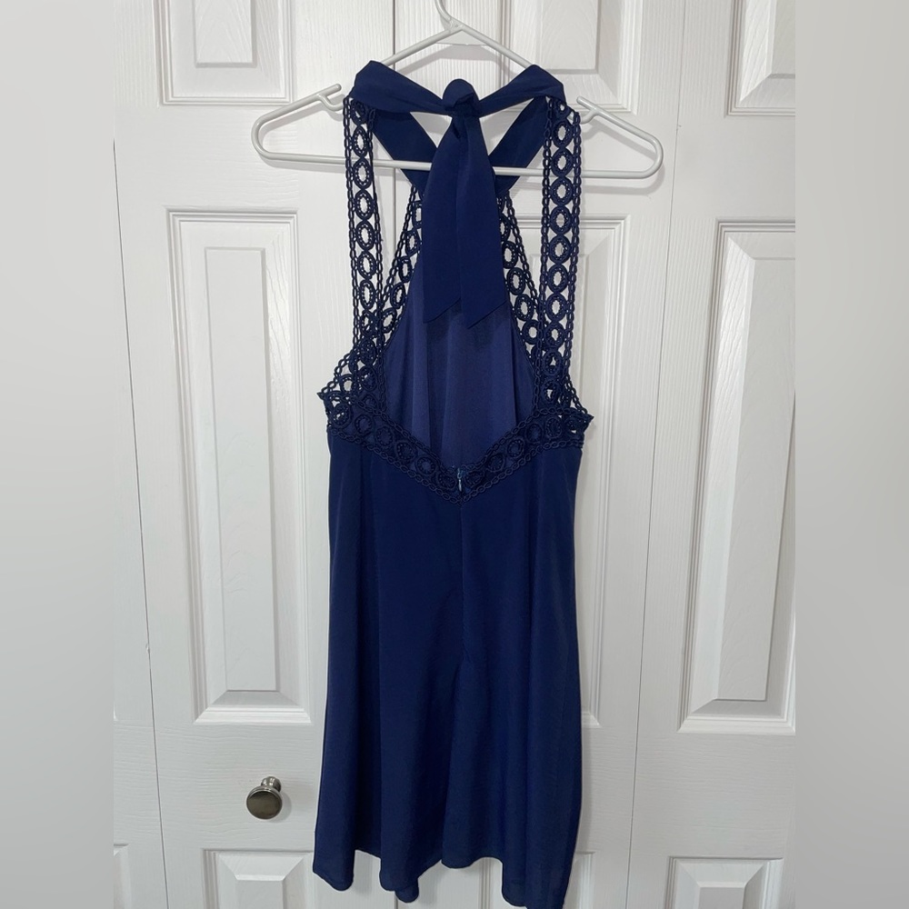 Blue High Neck Dress